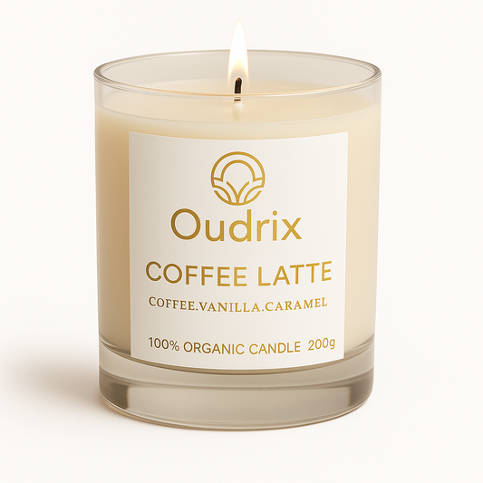 Coffee Latte Comforting Candle – Oudrix Cozy Café Aroma | Luxury Scented Soy Wax, 70+ Hours Burn